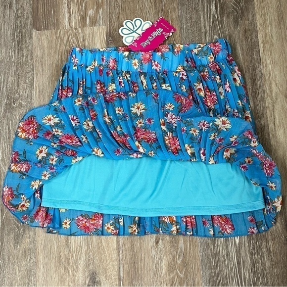 Nwt Day & Night Hawaiian Luau blue multi pleated elastic waist skirt size large. - Picture 8 of 8